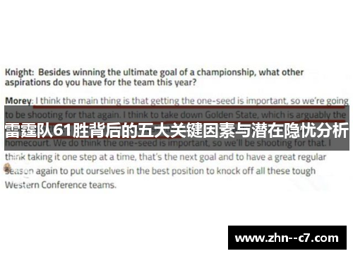 雷霆队61胜背后的五大关键因素与潜在隐忧分析